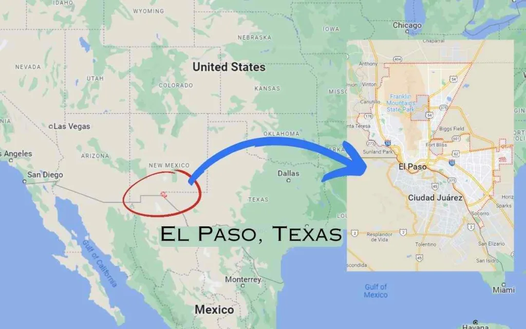 Map of El Paso, Texas