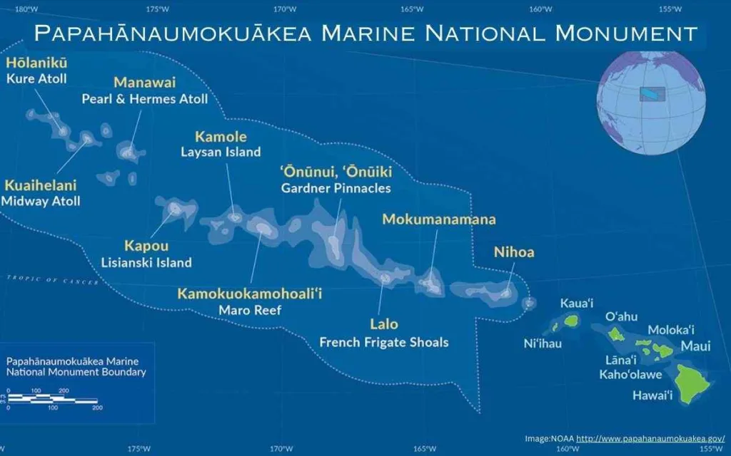 Location Map showing the Papahanaumokuakea Marine National Monument Area