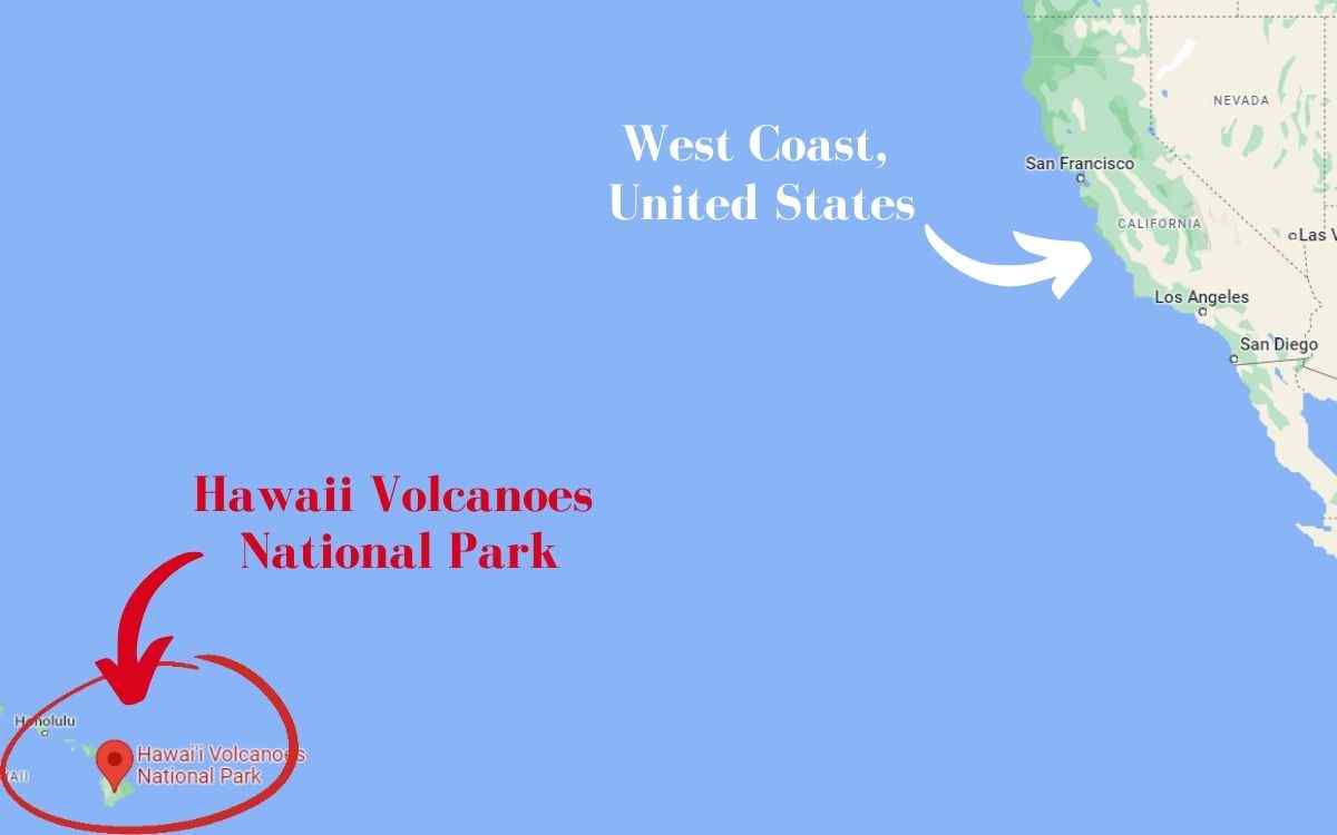 Location map of Hawaii Volcanoes National Park